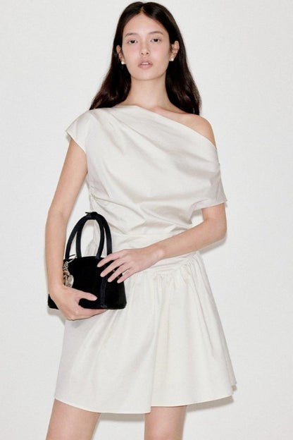 Upright Pleated Shoulder Dress