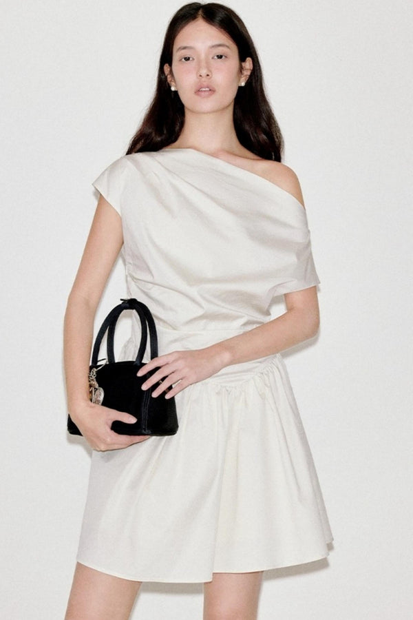 Upright Pleated Shoulder Dress