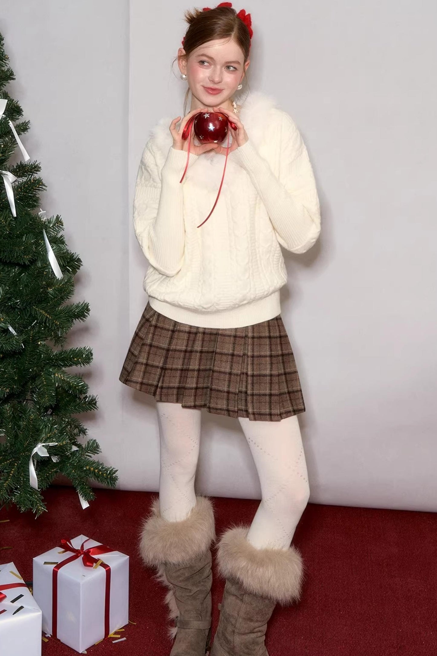 Retro Plaid Wool Skirt