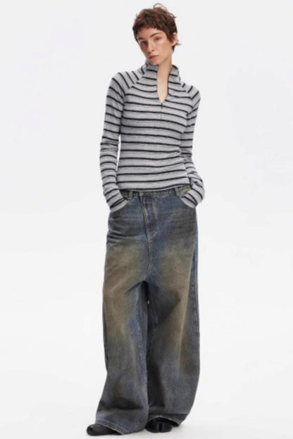 Vintage Striped Slim Knit Top