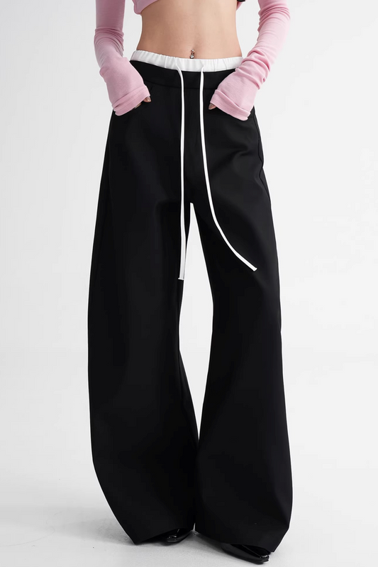 Elegant Color-Blocking Wide-Leg Pants