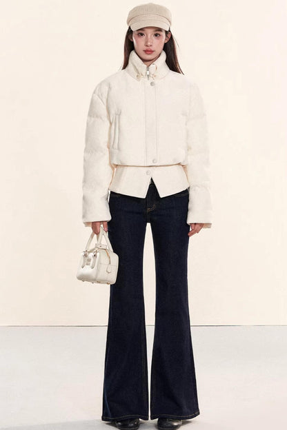 Velvet-Like Ruffle Trim Coat