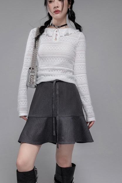 Morning Gray Hooded Jacket & Skirt Set