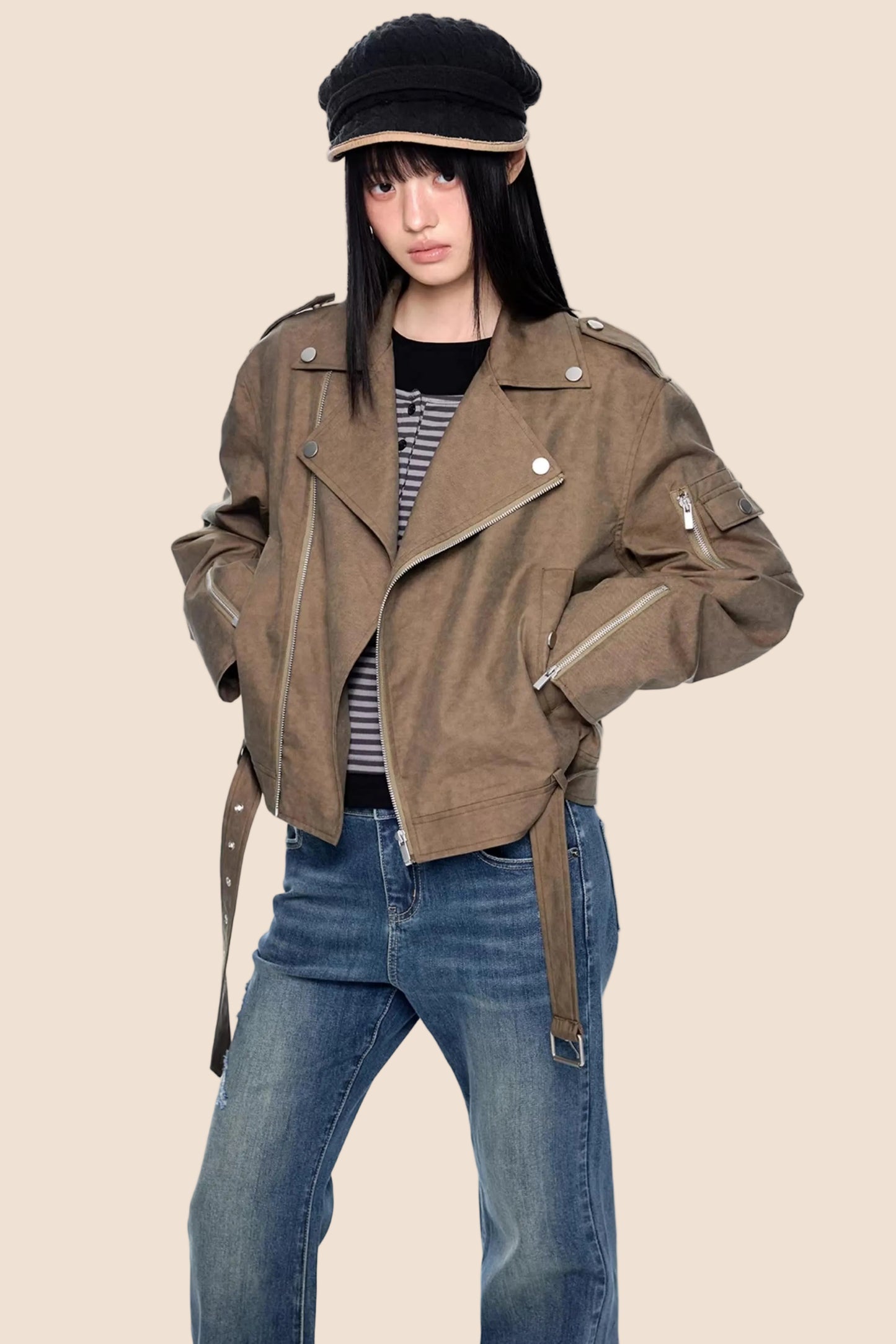 Deconstructed Zipper Retro Jacket