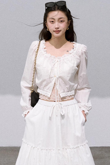 Preppy Cotton Strappy Cake Skirt Set-Up