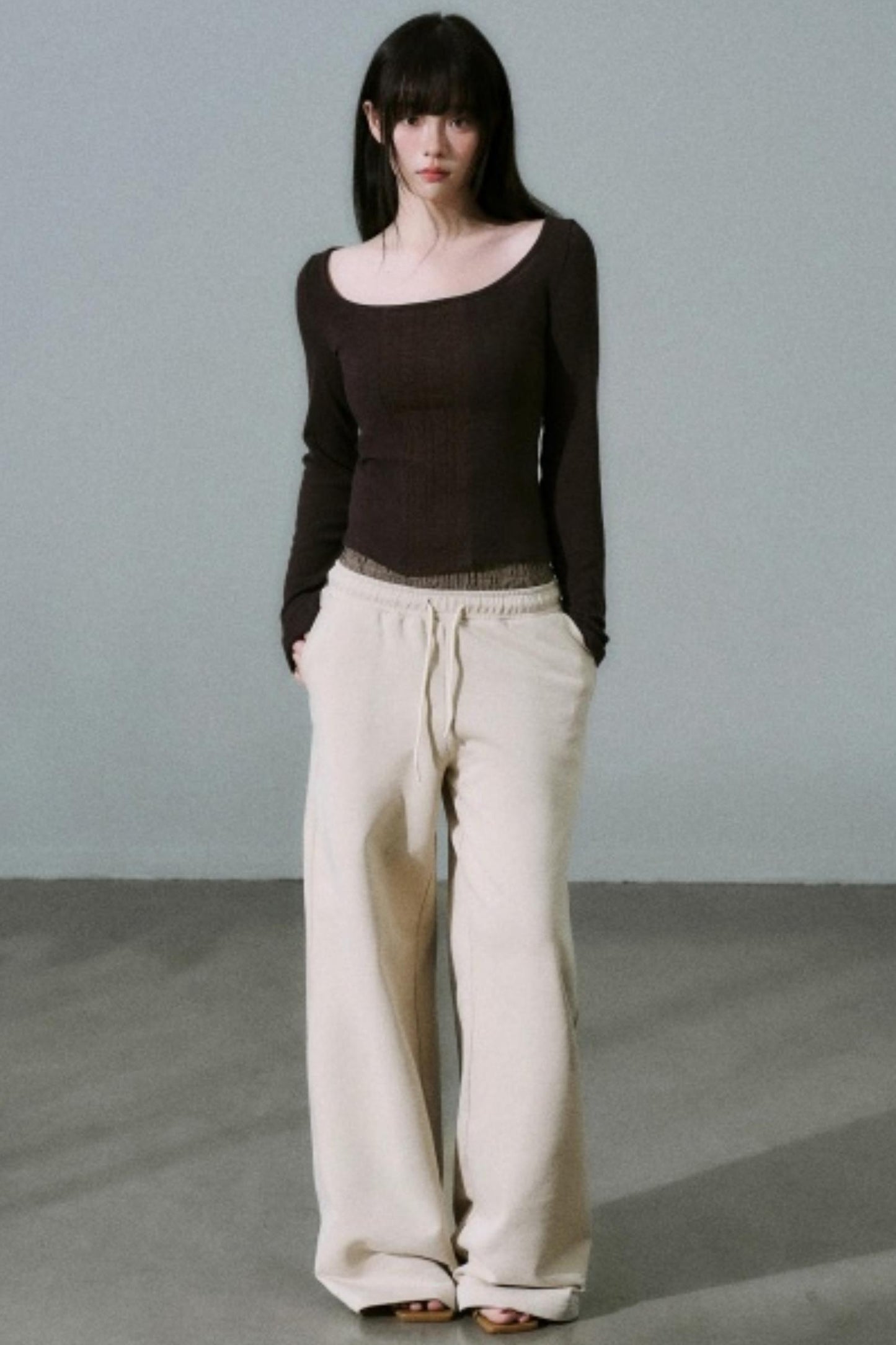 Crew Neck Patchwork Slim Sweater