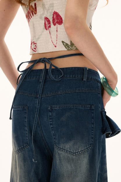 Vintage Black Lotus Leaf Jeans