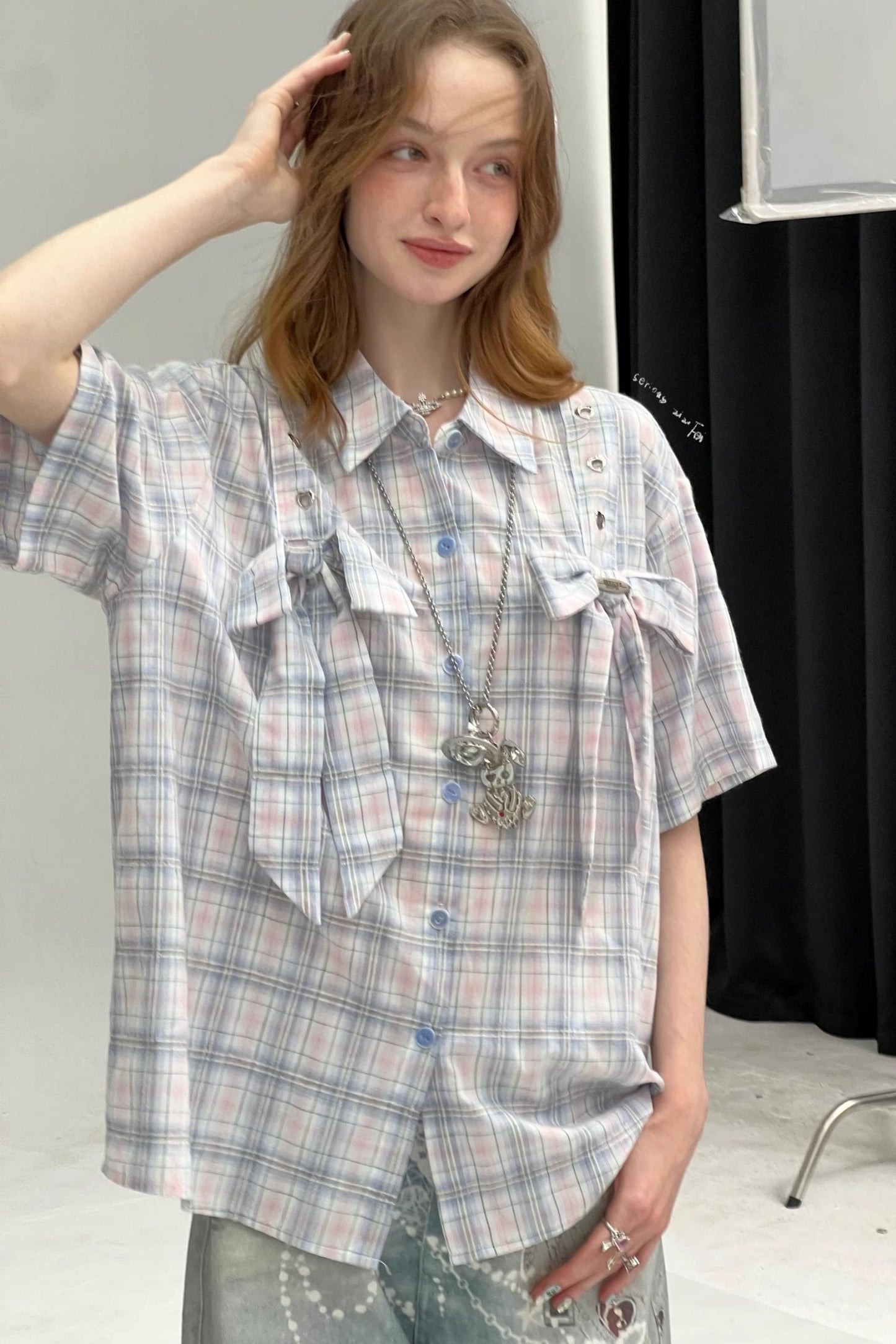 Vintage Pink Plaid Top