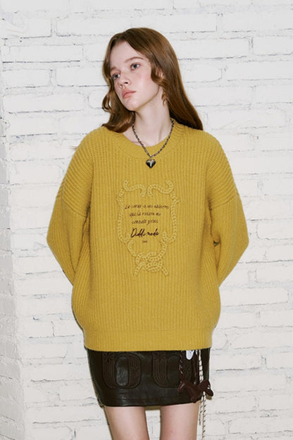 Premium Letter Embroidered Crew Neck Sweater