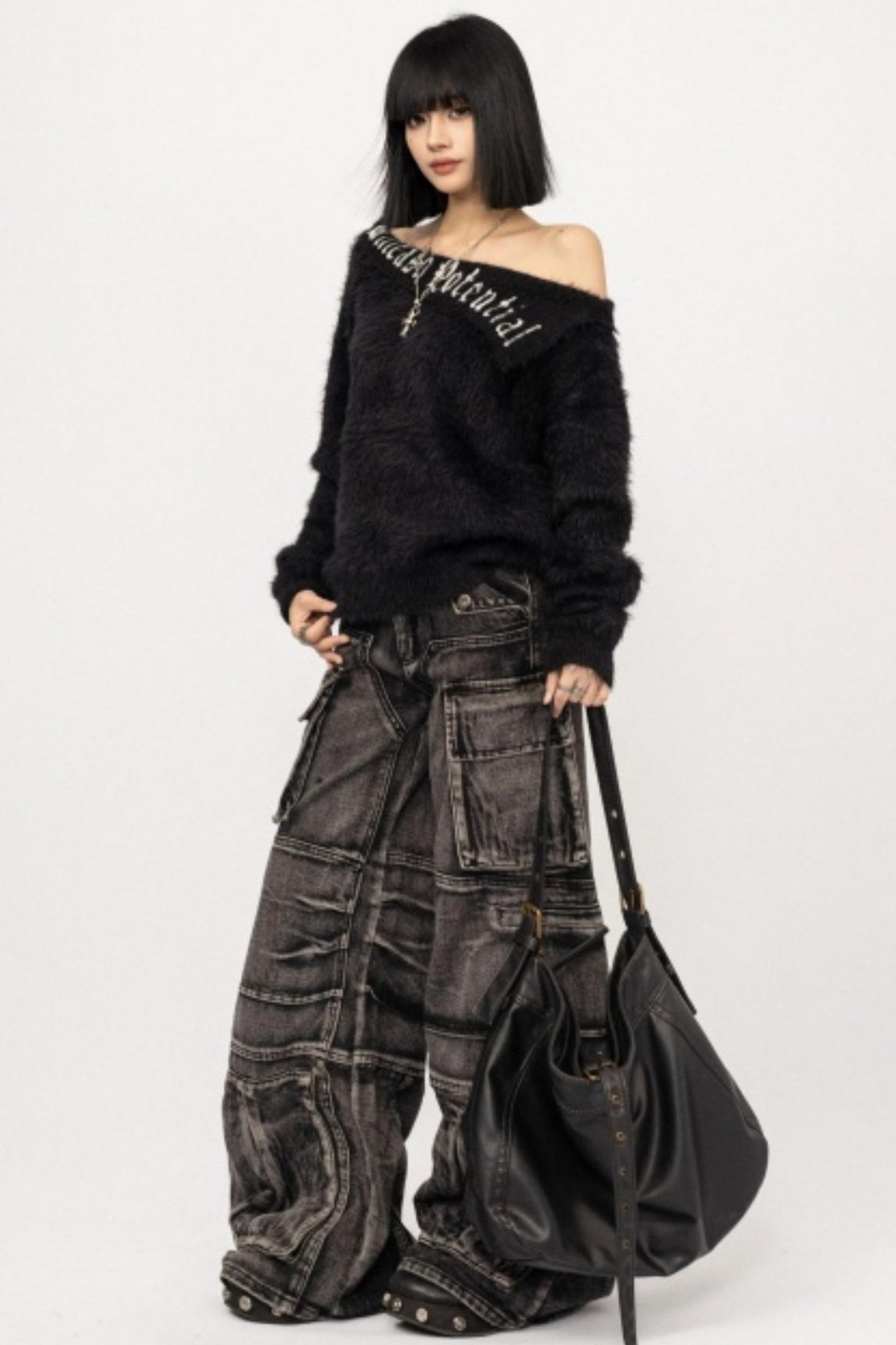 Retro Off-Shoulder Knit Top