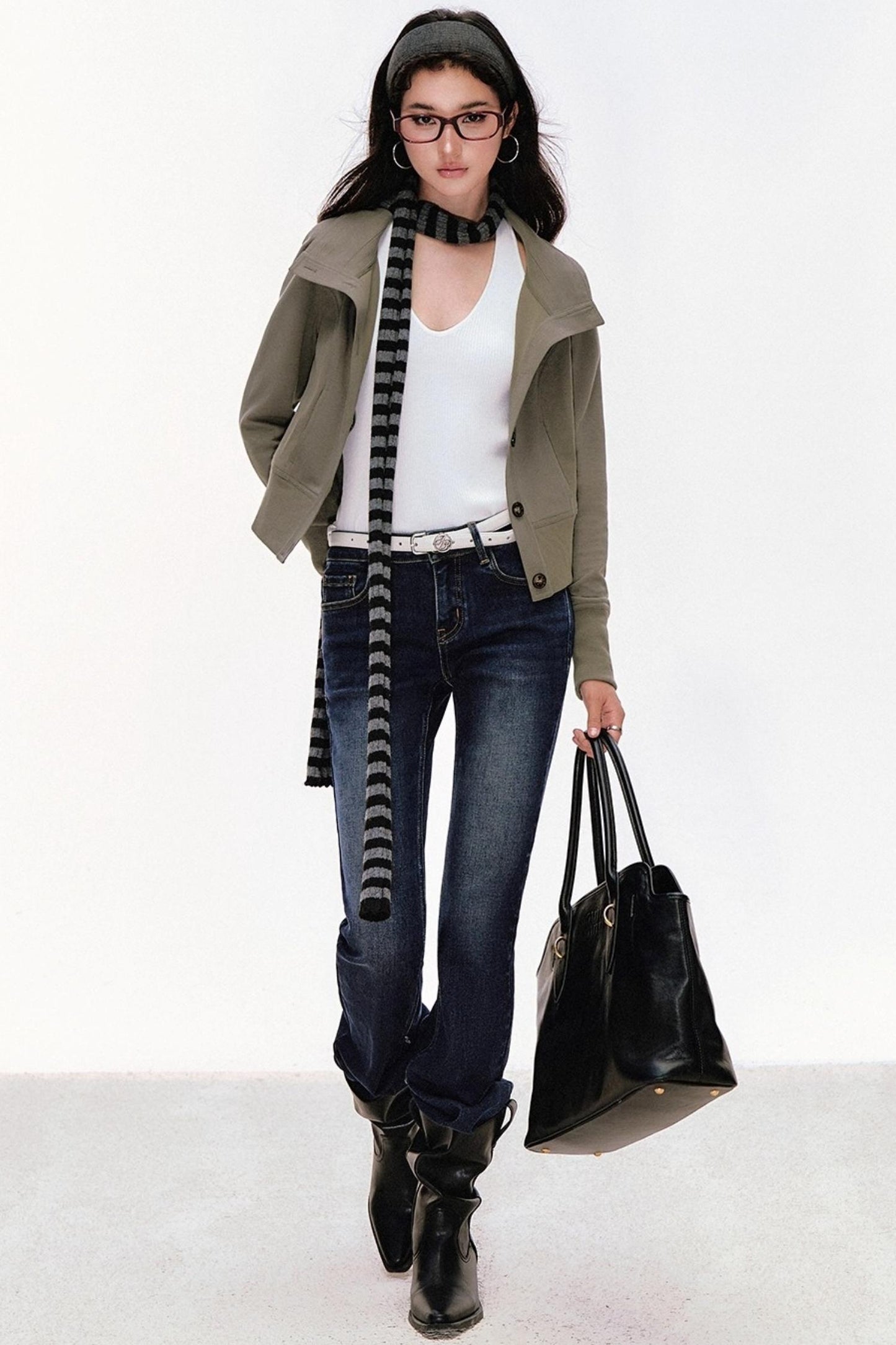 Vintage Stand-Up Collar Short Jacket