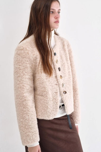 Rainbow Candy Button Shearling Jacket