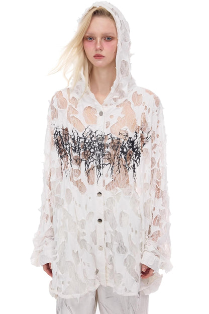 Thorned Lace Hooded Top