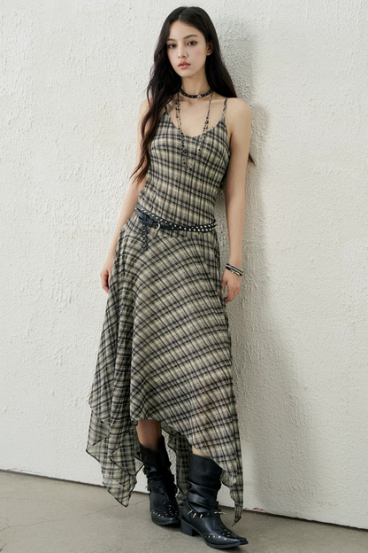 Retro Green Plaid Dress