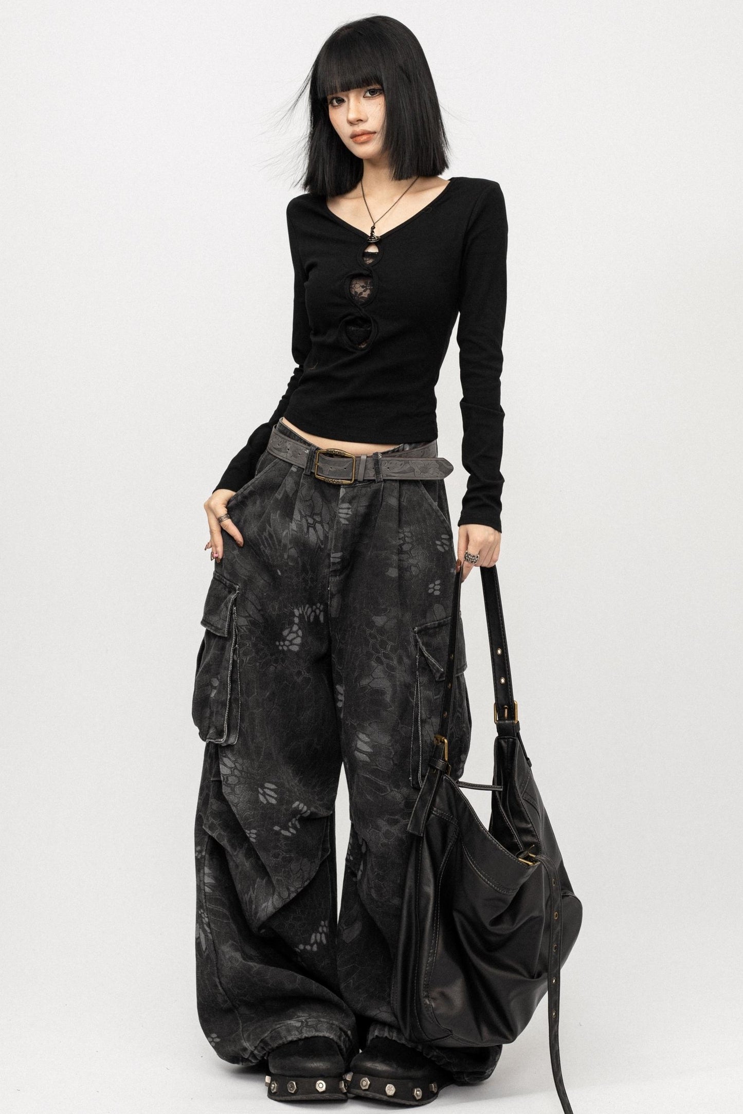 American Black Long Sleeve Top