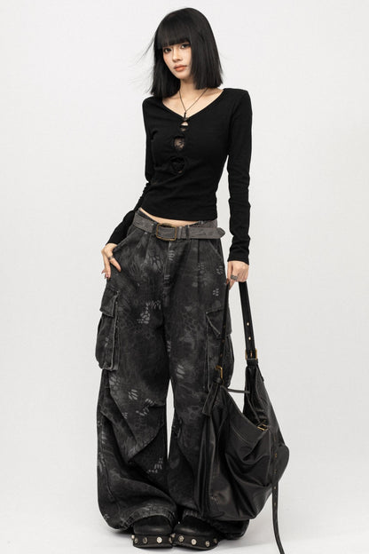 American Black Long Sleeve Top