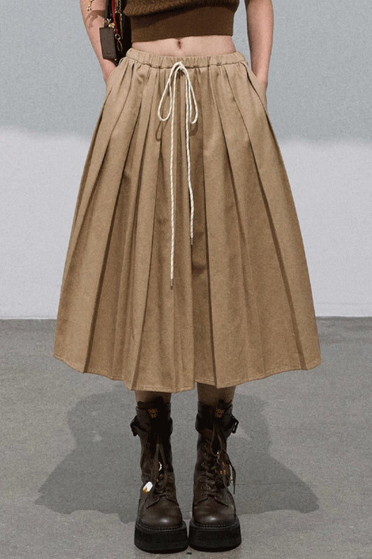 Lyocell Waist Pleated Skirt