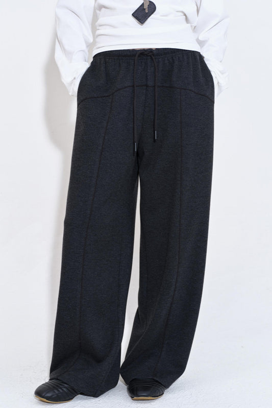 Split Line Stitching Loose Straight Pants