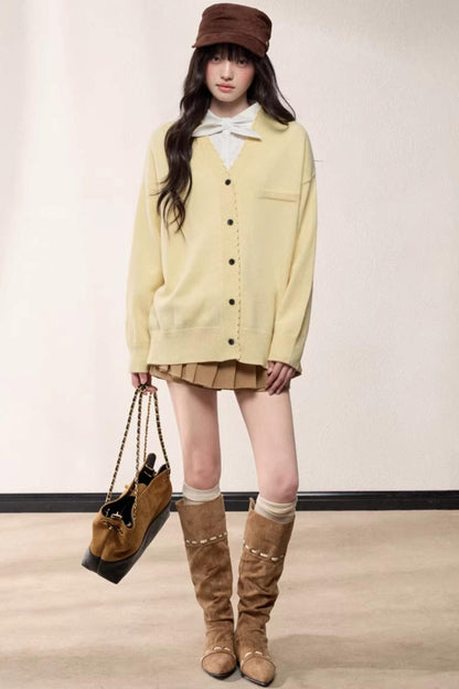 V-Neck Knitted Cardigan