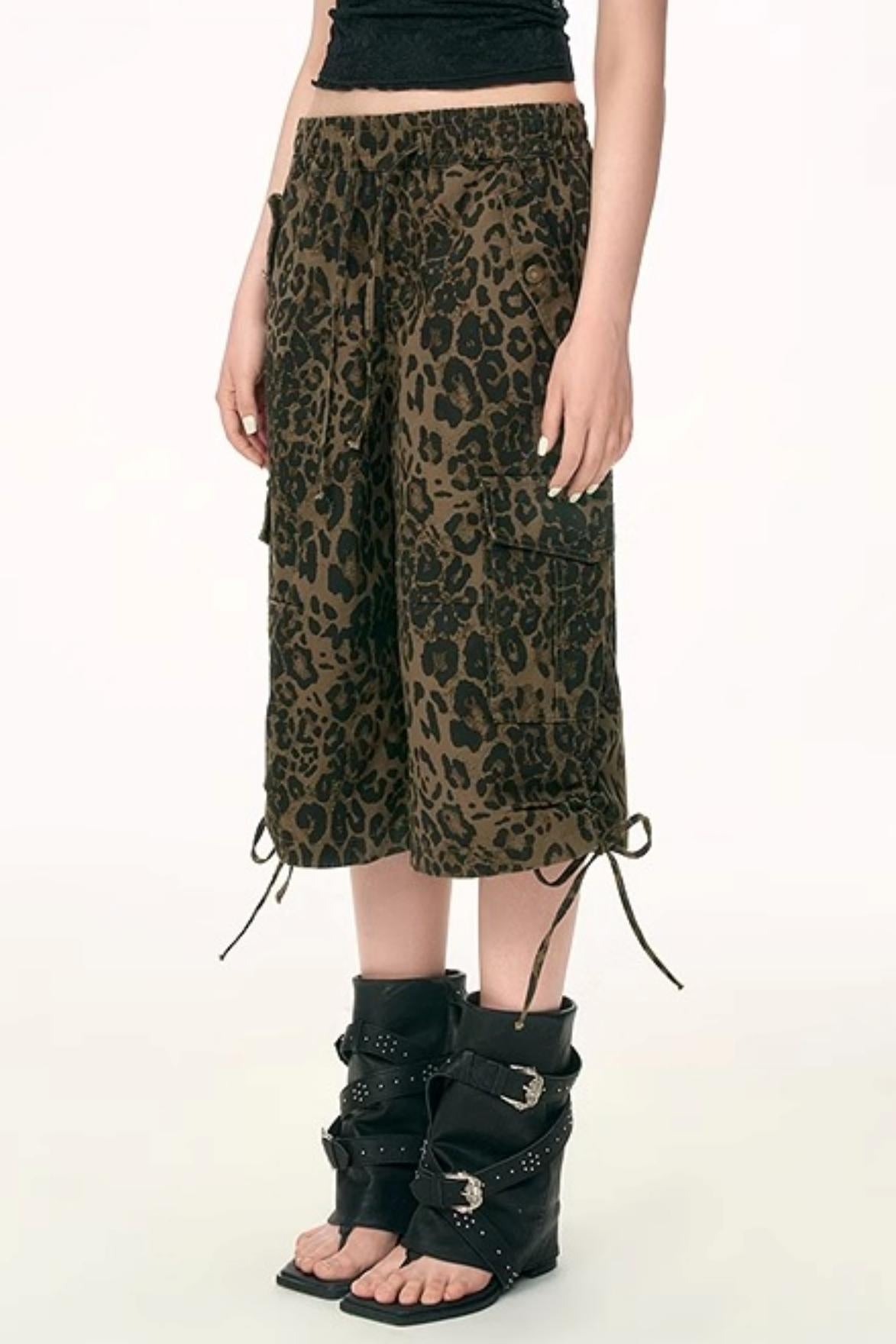 Casual Leopard Drawstring Trousers