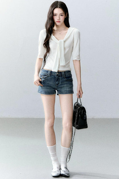 Retro-Jeansshorts mit geradem Bein
