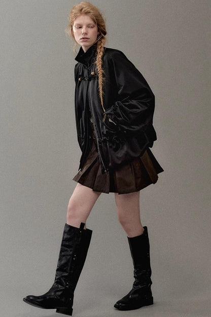 Genesis Pleated Leather Skirt