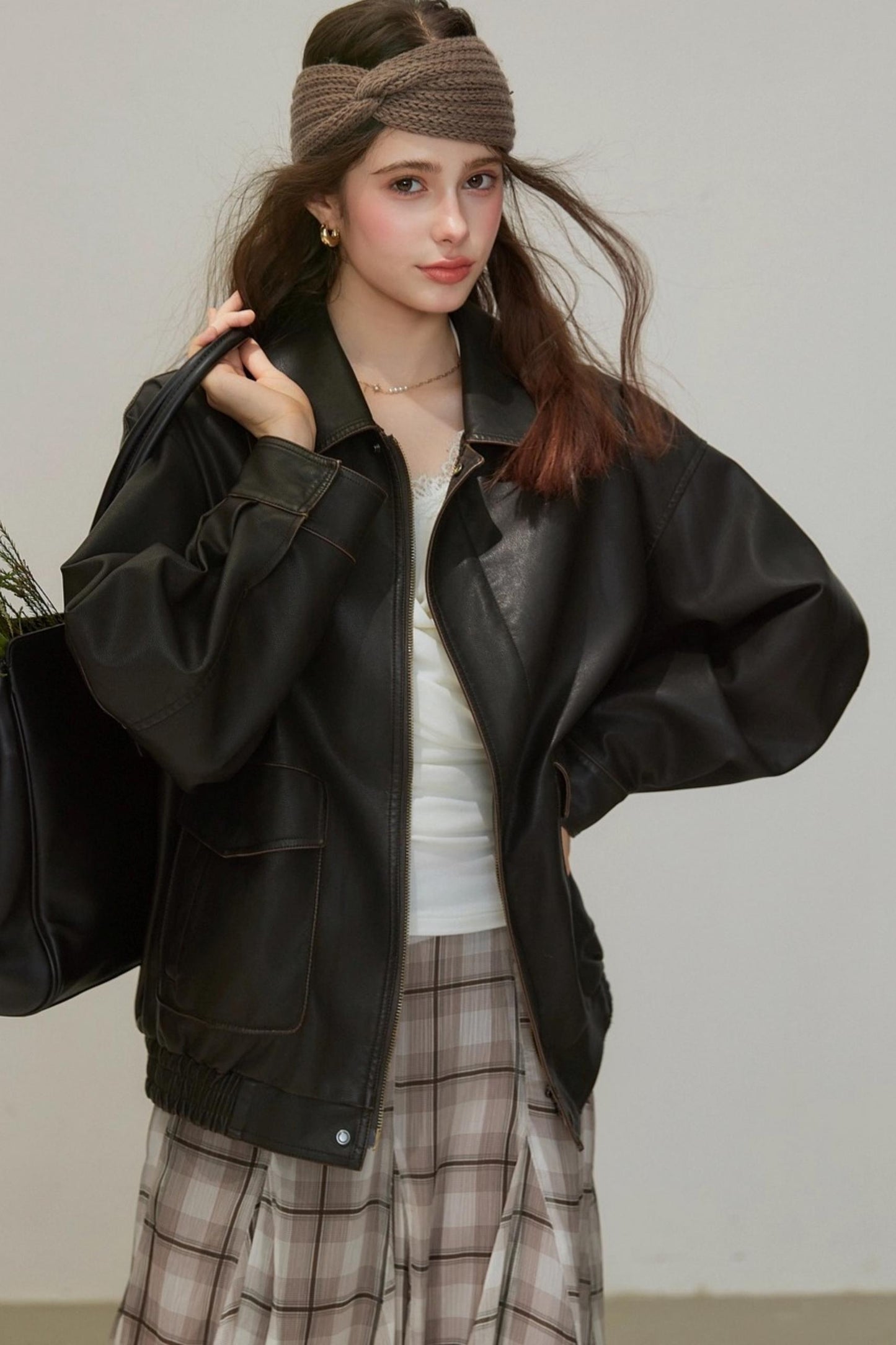 Back Brown Leather Jacket