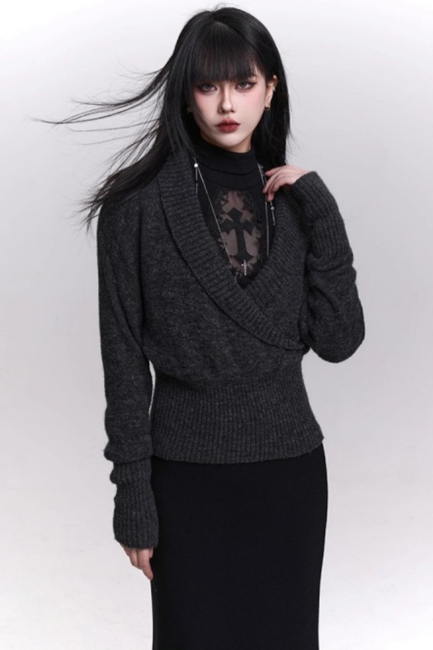 Autumn Black Knit Sweater