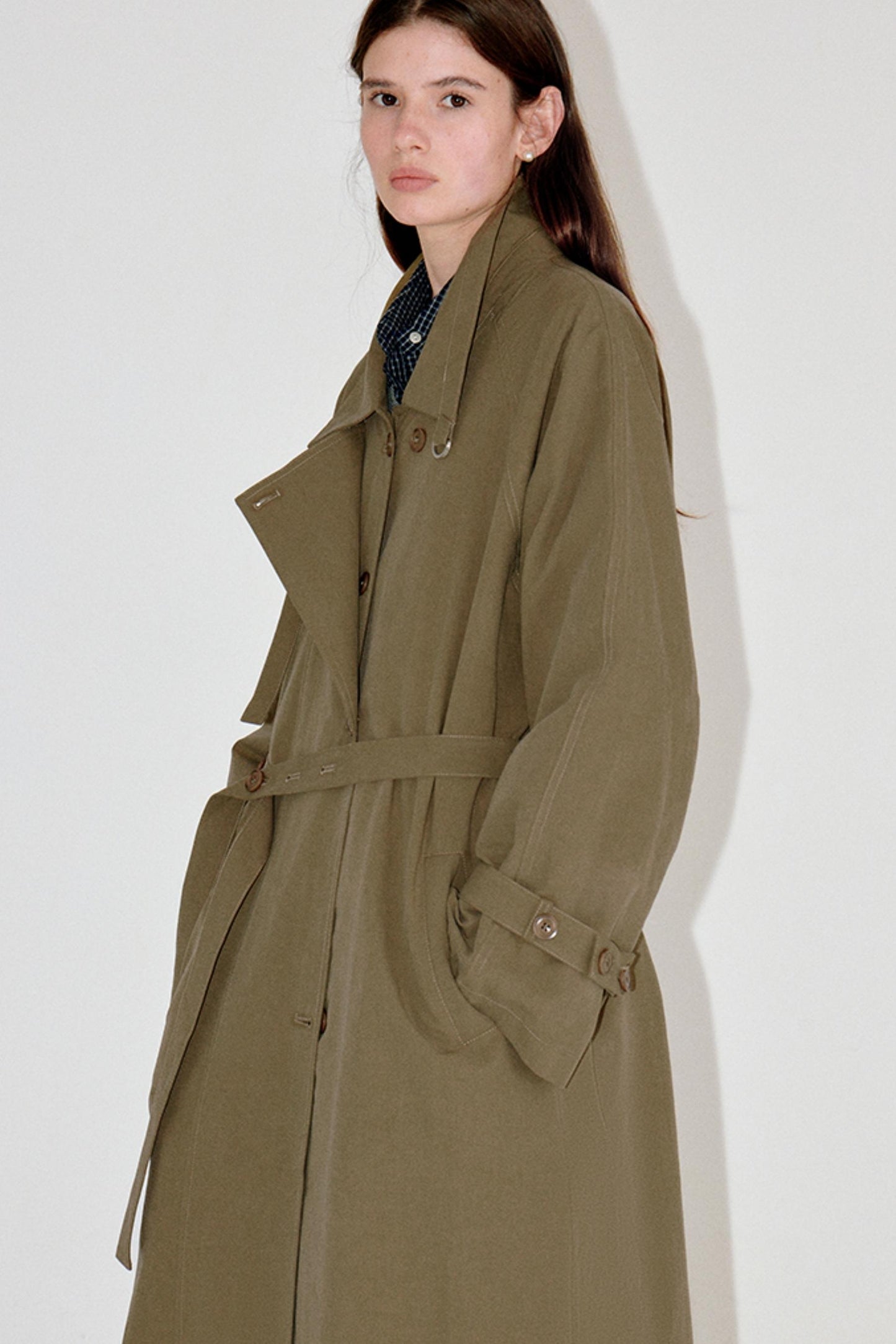 Silhouette Double-Breasted Trench Coat