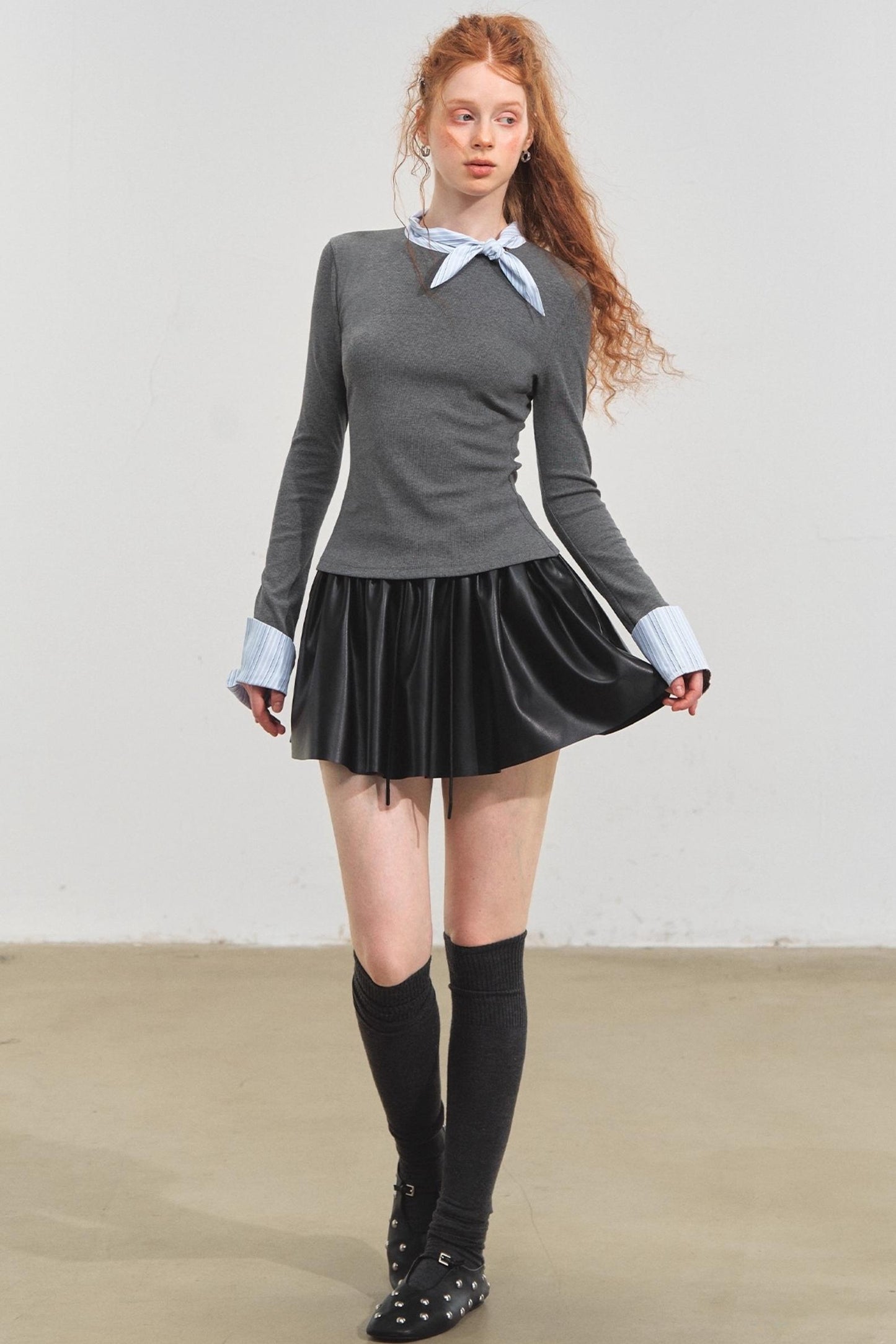 Bow Tie Slim Knit Top