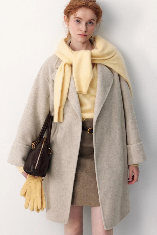 Glutinous White Wool Coat