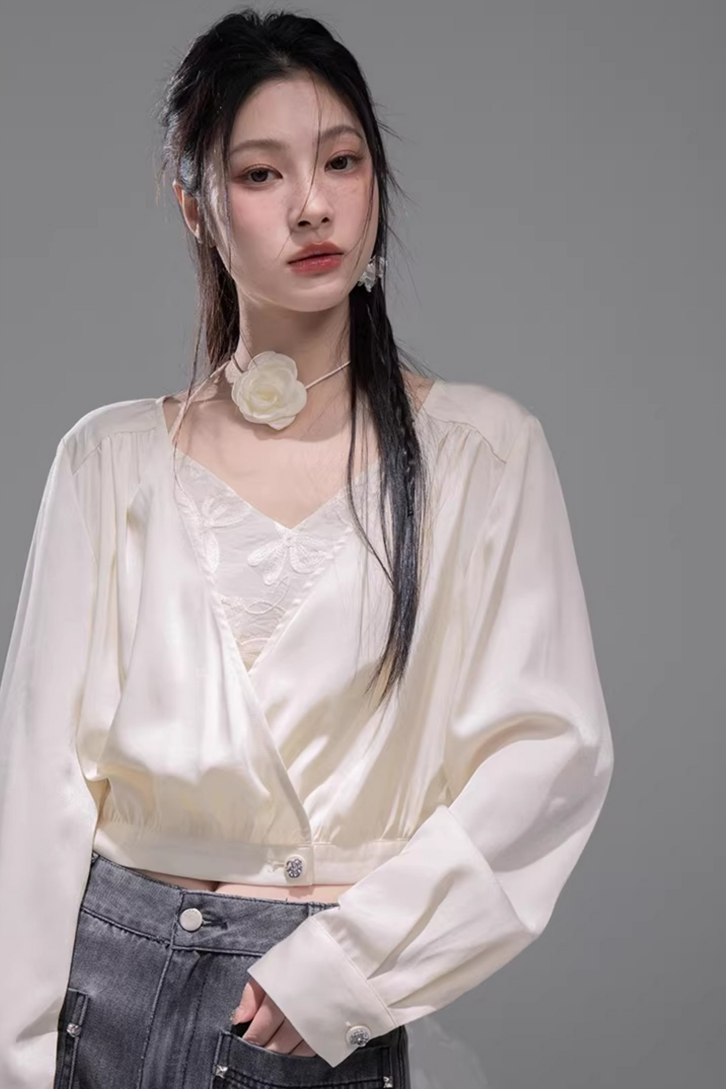 Cream Apricot Halter Top Set