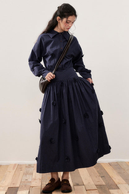 Three-Dimensional Plaid Shirt Dress