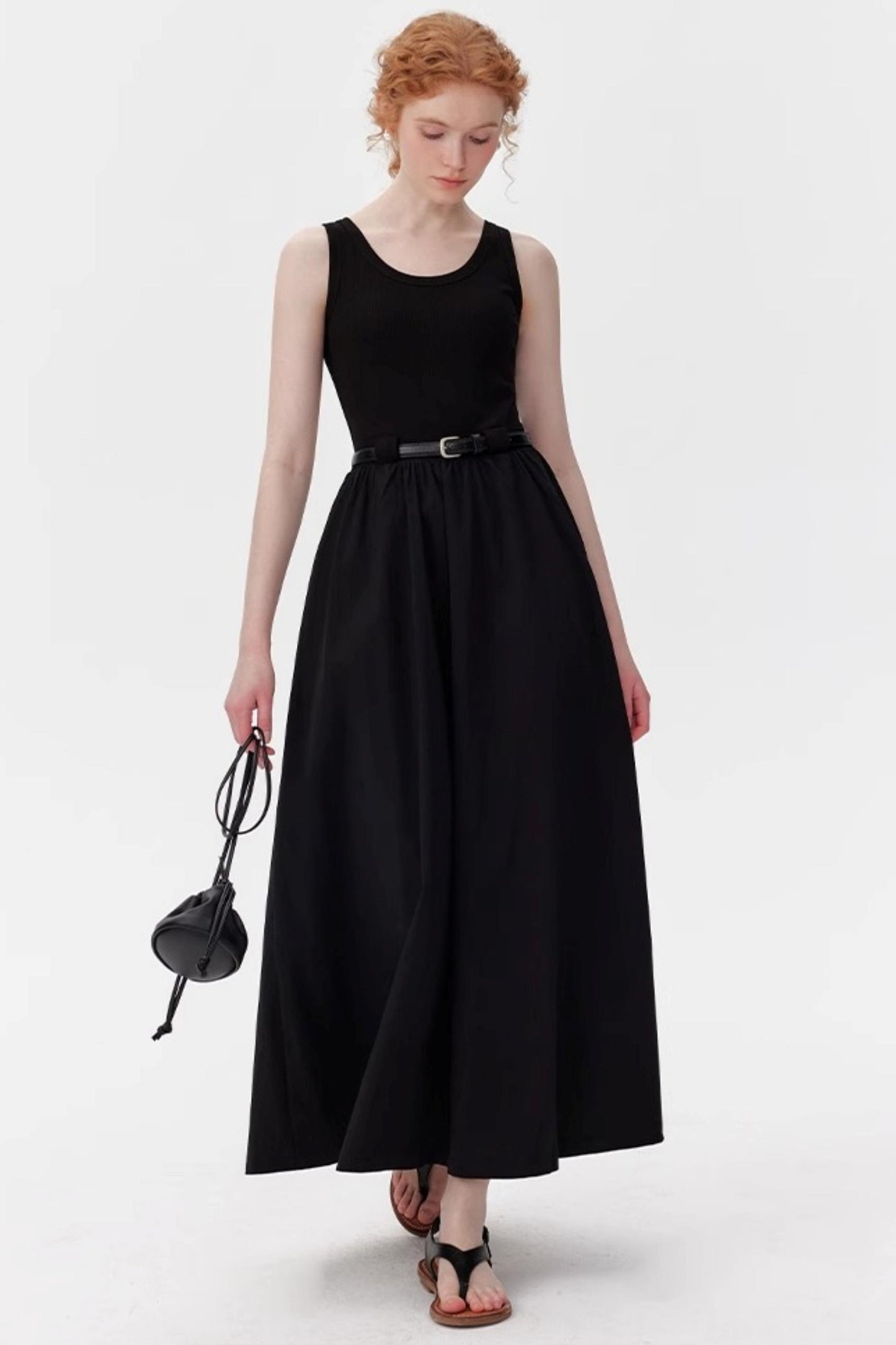 Black Tie-Waist Dress