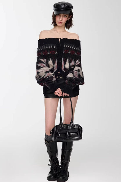 Mohair Argyle Knit Sweater