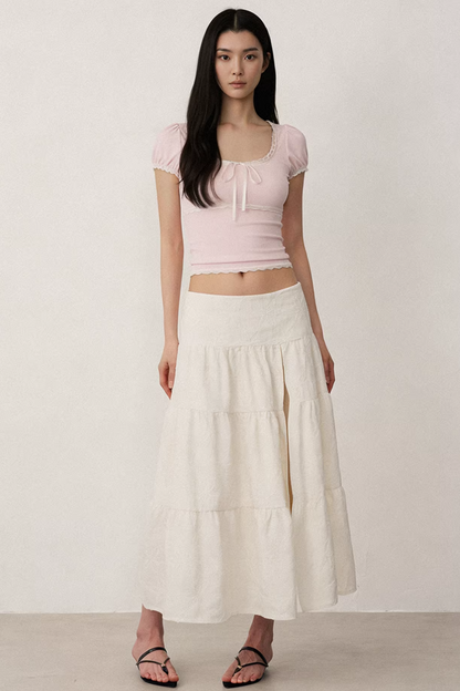 Embroidered Jacquard A-Line Skirt