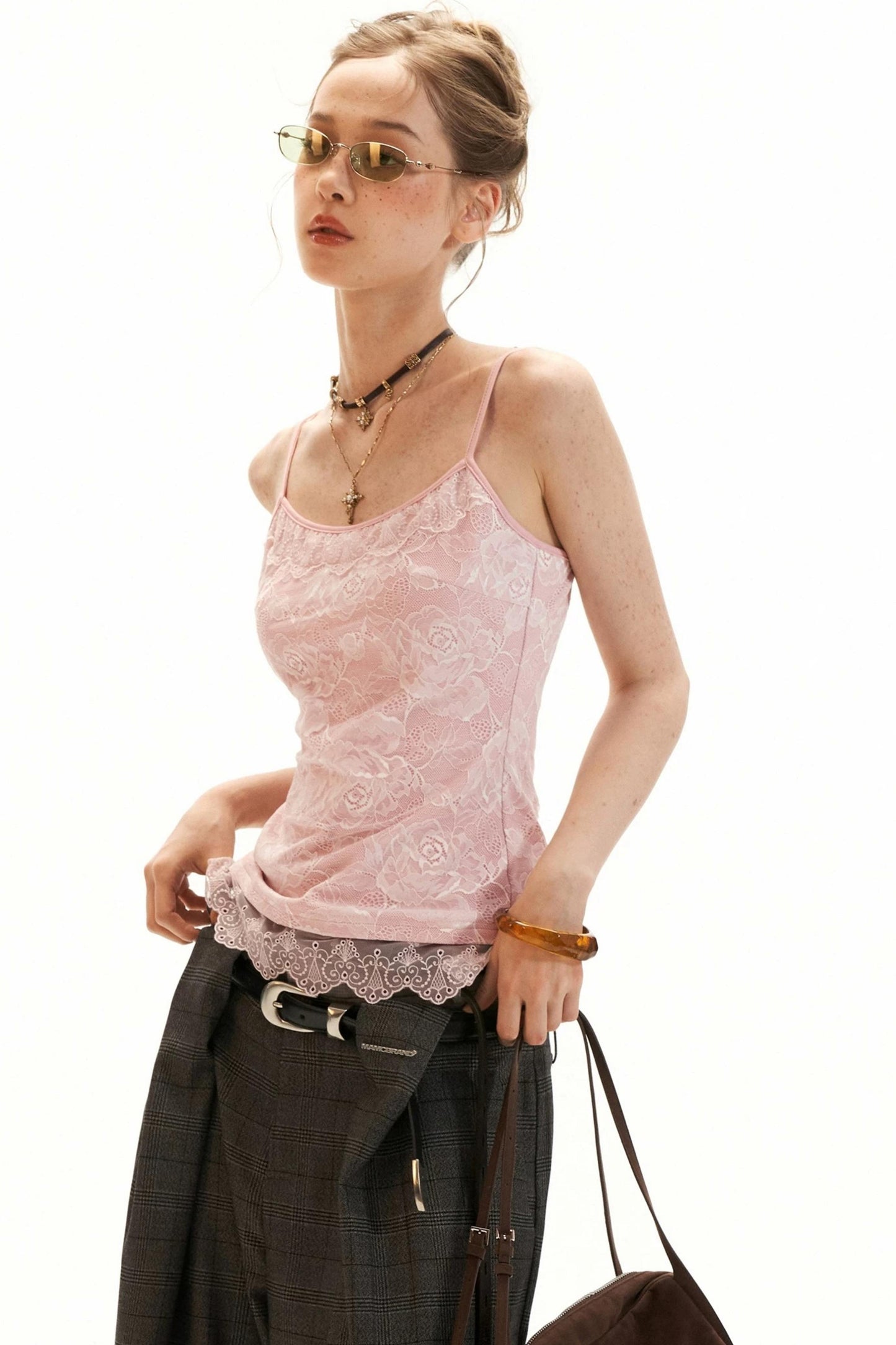 Lace-Trimmed Floral Cardigan Set-Up