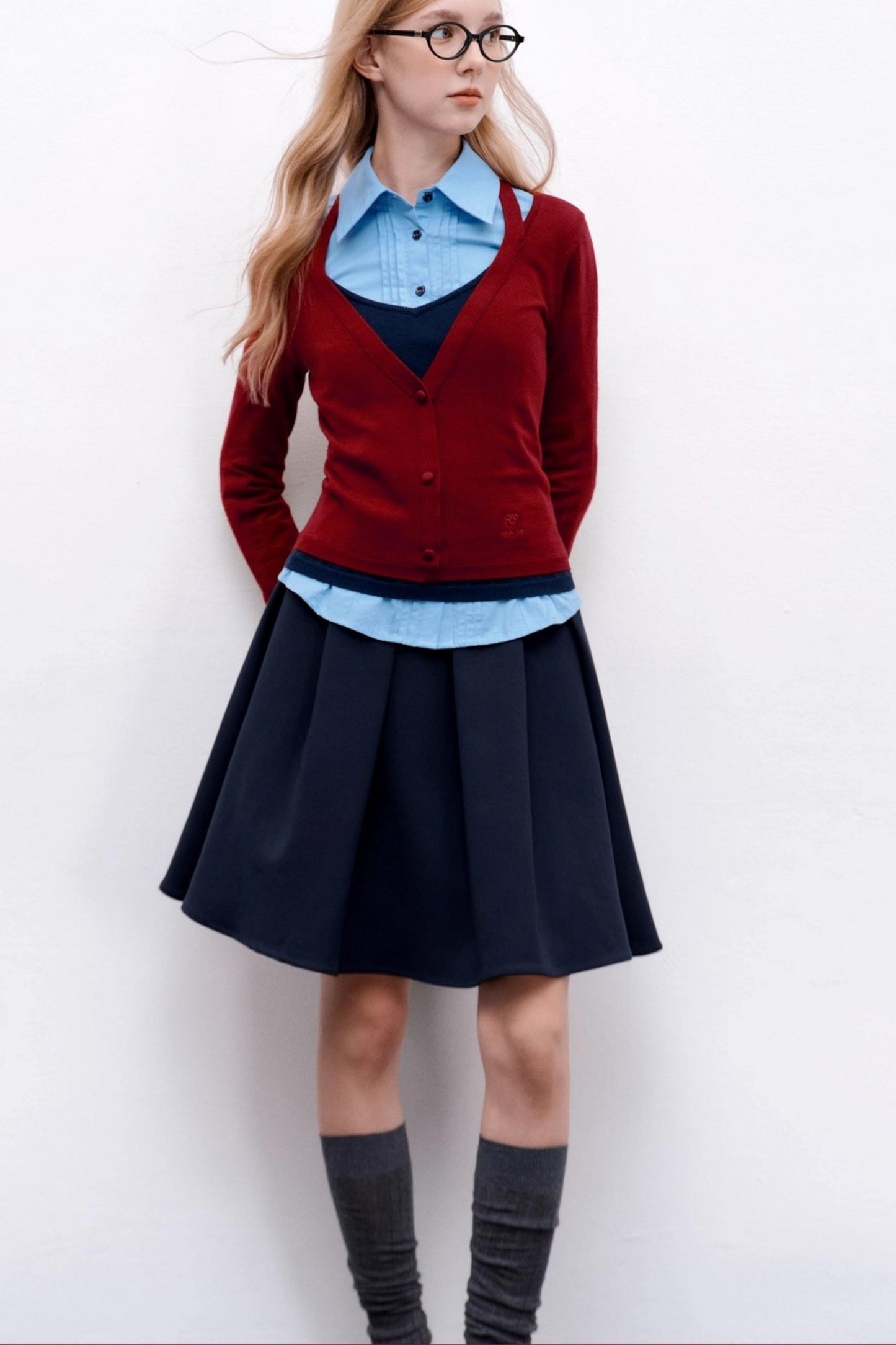 Wool Knit Pullover Layered Top