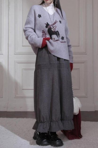 Night Mist Wool Skirt