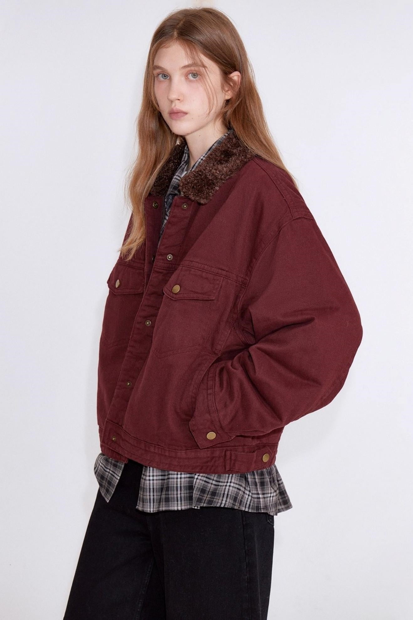 Cherry Vintage Red Cotton Jacket