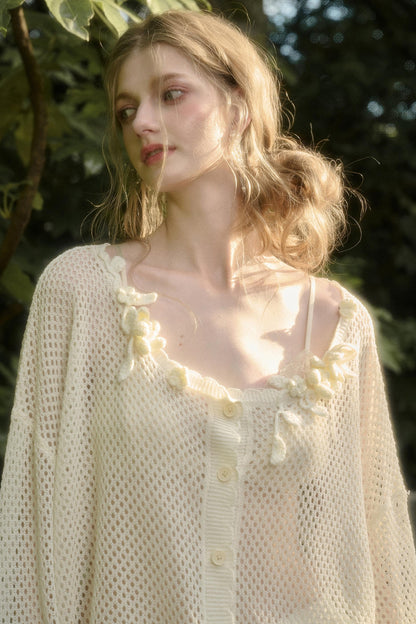 Galaxy Ice Silk Hollow Cardigan