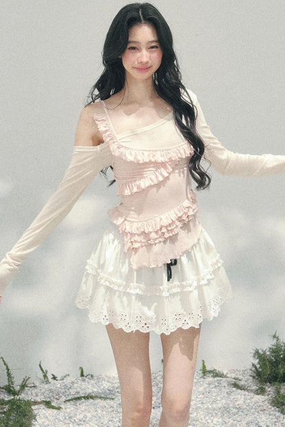 Frosty Unregelmäßiges Schulterfreies-Top