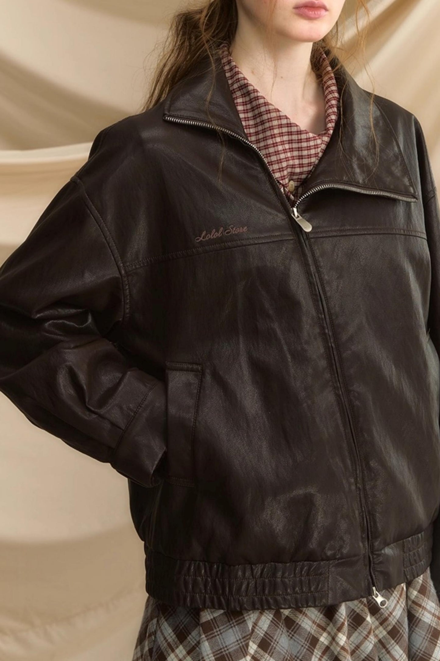 Ultra-Soft Vintage Brown Leather Womens Flight Jacket