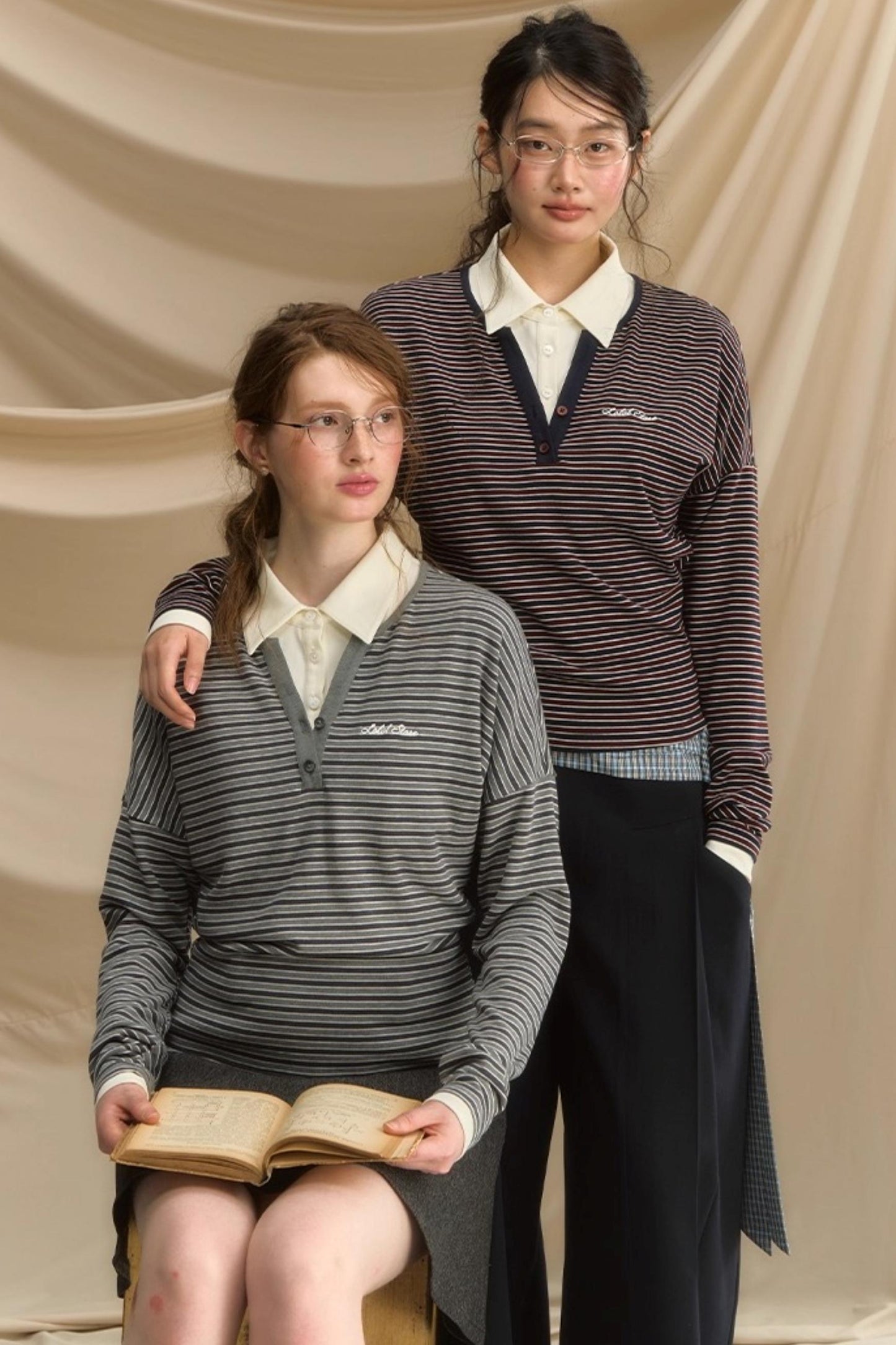 High-Intelligence Striped Long-Sleeved T-Shirt