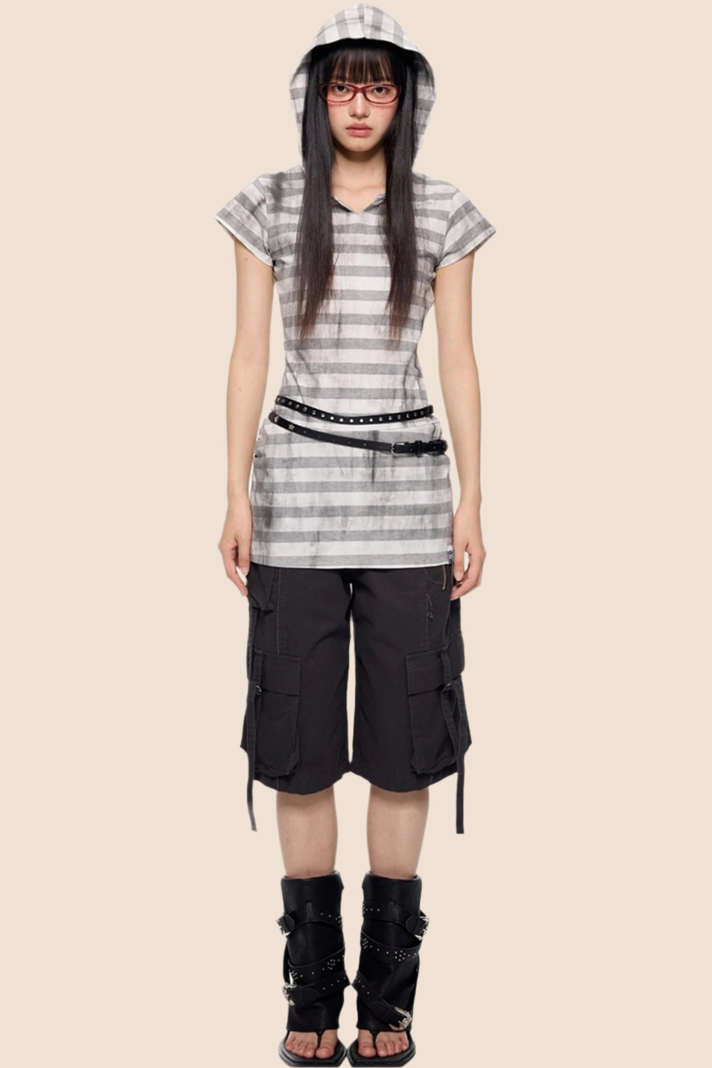 Vintage Striped Hooded Tee