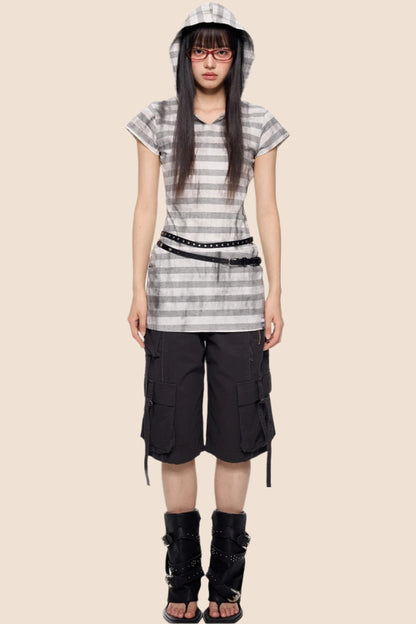 Vintage Striped Hooded Tee