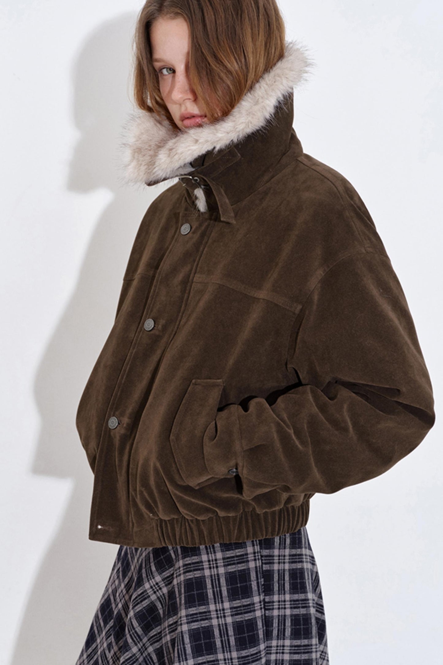 Retro Suede Fur Collar Jacket