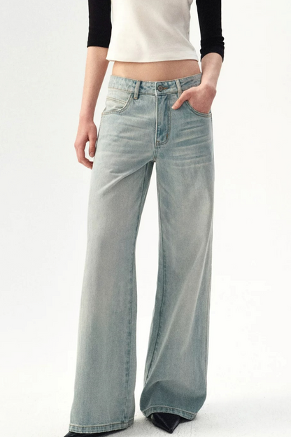 Distressed Wide-Leg Jeans