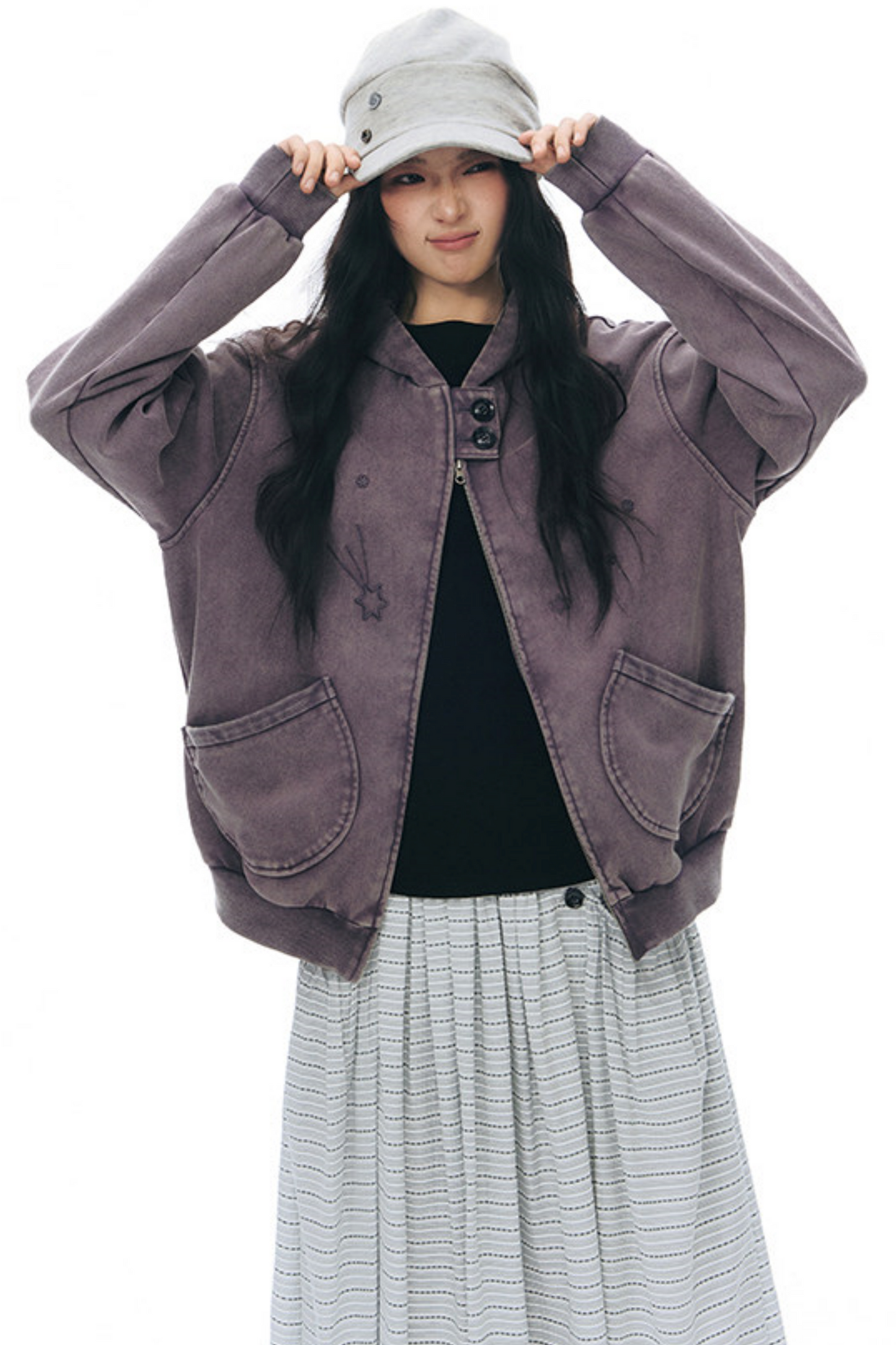 Patchwork Distressed Cardigan Jacket