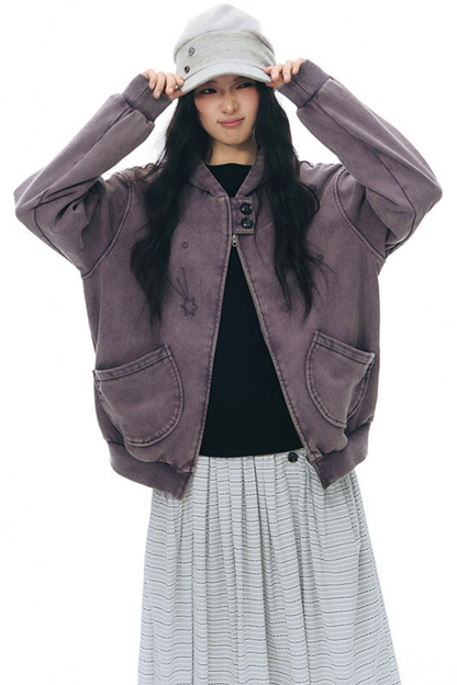 Patchwork Distressed Cardigan Jacket